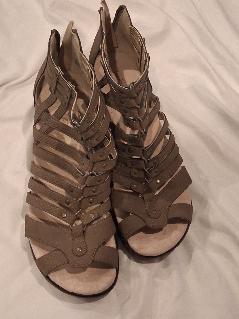 Jambu Women's Taupe Strappy Gladiator Sandals
